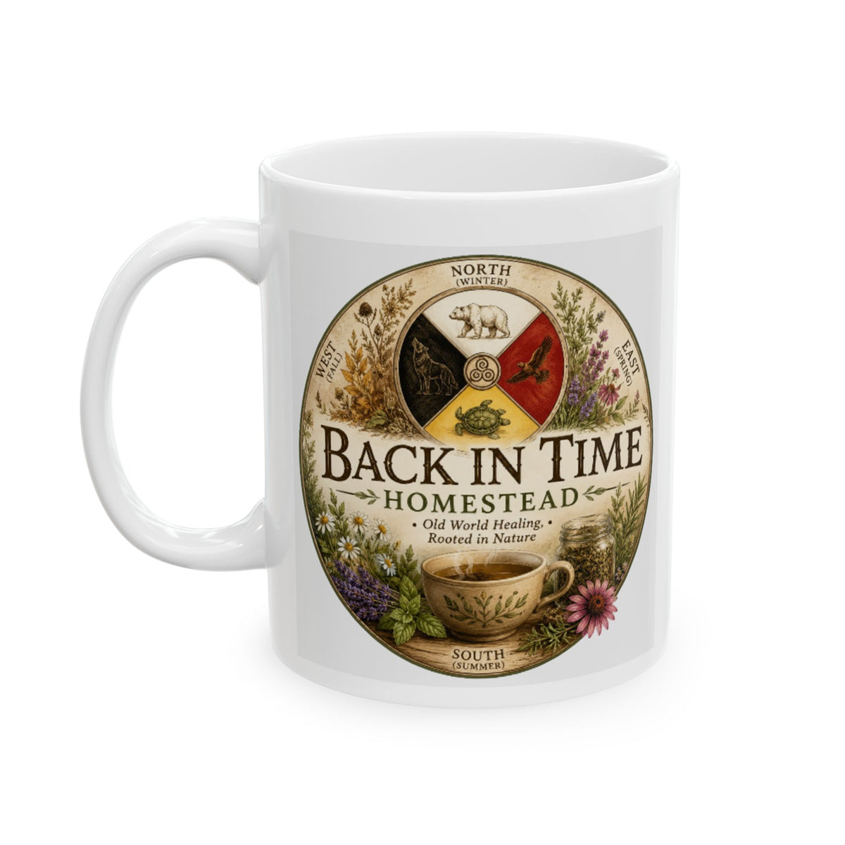 Back In Time Homestead Ceramic Tea Mug, (11oz, 15oz)