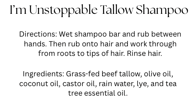 I'm Unstoppable (Tea Tree) Tallow Shampoo Bar