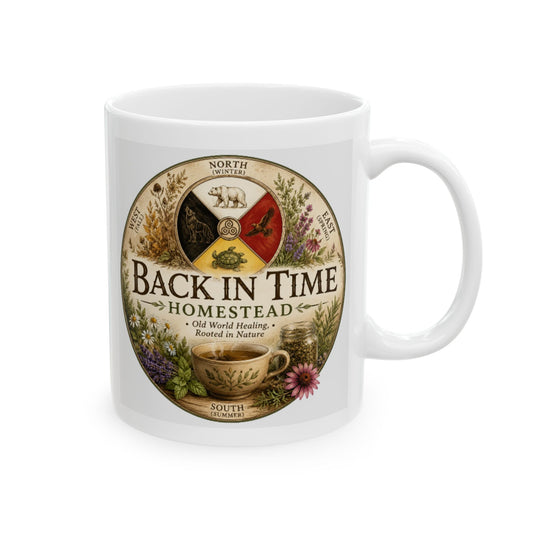 Back In Time Homestead Ceramic Tea Mug, (11oz, 15oz)