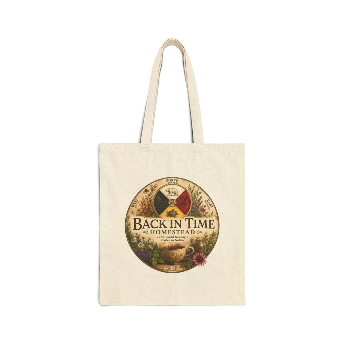 Back in Time Homestead Vintage Farmhouse Canvas Tote Bag