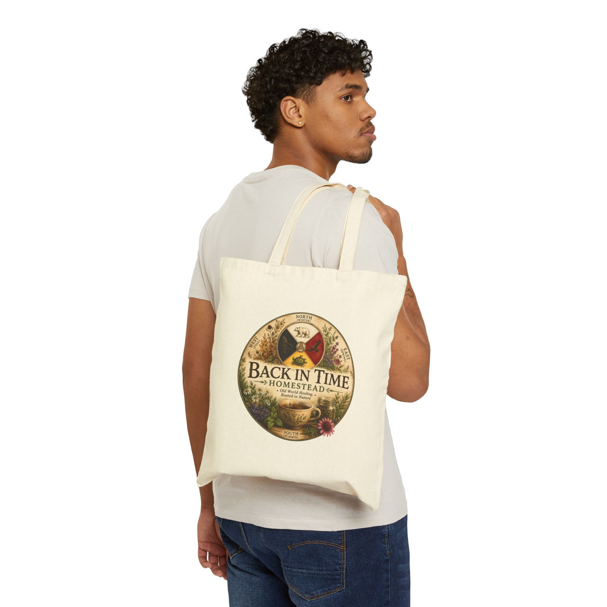 Back in Time Homestead Vintage Farmhouse Canvas Tote Bag